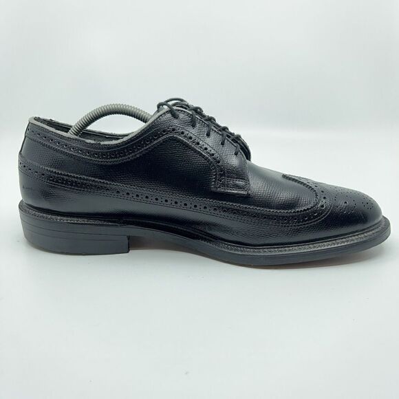 O'Sullivan Men’s Size 10.5 D Black Leather USA Made Long Wingtip Dress Shoes - Picture 7 of 11